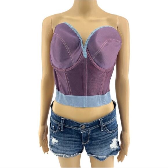 Marjorie 44D American VINTAGE 70s Violet Purple and Lilac Hand Dyed Bustier C - Picture 2 of 8